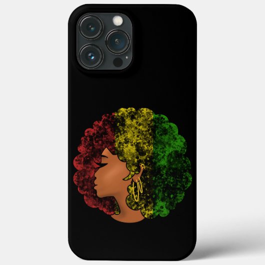 Coques Case-Mate iPhone Femme noire rasta afro rouge jaune vert (Verso)