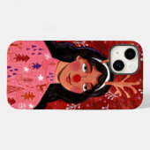 Coques Case-Mate iPhone Femme renne de Noël festif rouge (Verso (horizontal))