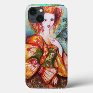iPhone 13 CASE FEMME ROMANTIQUE AVEC PÂTE DE PEACOCK ÉCLANTE