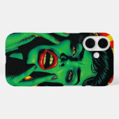 Coques Case-Mate iPhone Femme verte à l'art pop. (Verso (horizontal))