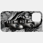 Coques Case-Mate iPhone Femmes afro-américaines Abstraites noires et blanc (Verso (horizontal))