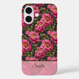 Coques iPhone 16 Femmes Élégantes Cadeau Nom Pivoine