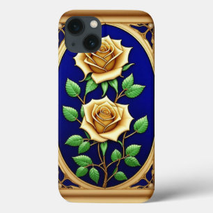Case-Mate iPhone Case Fenêtre élégante en verre coloré avec rose dorée