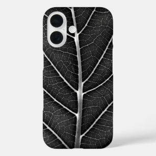 Coques iPhone 16 Fermeture de la feuille brillante noire et blanche