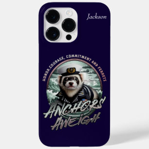 Coque Pour Pour iPhone 14 Pro Max Ferret en costume de marin et Ancres de loin
