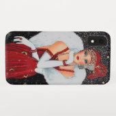 Coques Case-Mate iPhone Festif art déco rétro dame de Noël (Dos (Horizontal))