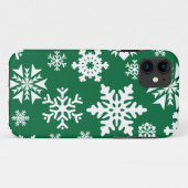 Coques Case-Mate iPhone Festif Green Snowflakes Noël Motif de vacances (Dos (Horizontal))
