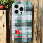 Coques Case-Mate iPhone Festif monogramme plaid tartan vert blanc rouge