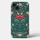 Coques Case-Mate iPhone Festin Bontanical Floral Folk Art Forest Green (Verso)