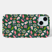 Coques Case-Mate iPhone Festive Christmas Winter Holiday Pattern In Green  (Verso (horizontal))