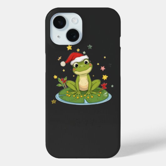 Coques Case-Mate iPhone Festive Frog Joy - Cute Christmas Frog on Lily Pad (Verso)