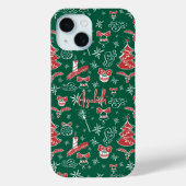 Coques Case-Mate iPhone Festive Hand Drawn Doodles Custom Name  (Verso)