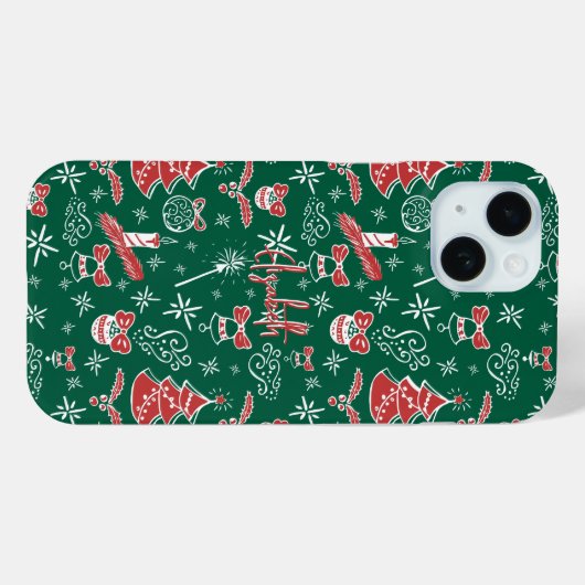 Coques Case-Mate iPhone Festive Hand Drawn Doodles Custom Name  (Verso (horizontal))
