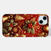 COQUES Case-Mate iPhone FESTIVE ROUGE & ARBRES DE NOËL OR HOLLY (Verso (horizontal))