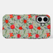 Coques Case-Mate iPhone Festive Rouge Poinsettia Noël Floral (Verso (horizontal))