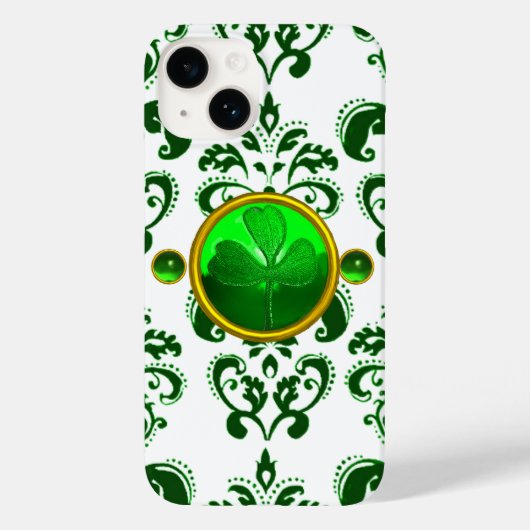COQUES Case-Mate iPhone FÊTE DE LA SAINT-PATRICK TRÈFLE À DAMAS VERT (Verso)