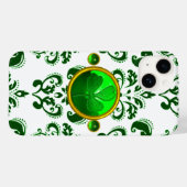 COQUES Case-Mate iPhone FÊTE DE LA SAINT-PATRICK TRÈFLE À DAMAS VERT (Verso (horizontal))
