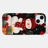 Coques Case-Mate iPhone Fête de Noël des Snowman joyeux (Verso (horizontal))