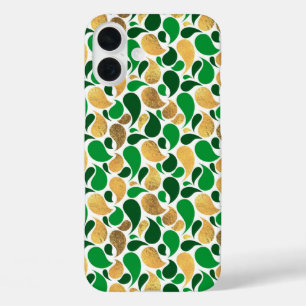 Coques iPhone 16 Plus Fête de Parties scintillant verte et d'or Fusion M