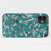 Coques Case-Mate iPhone fête du chat turquoise (Dos (Horizontal))