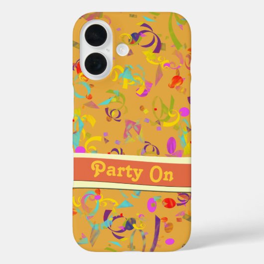 Coques Case-Mate iPhone Fête FestiveConfetti Toss Over Orange (Verso)