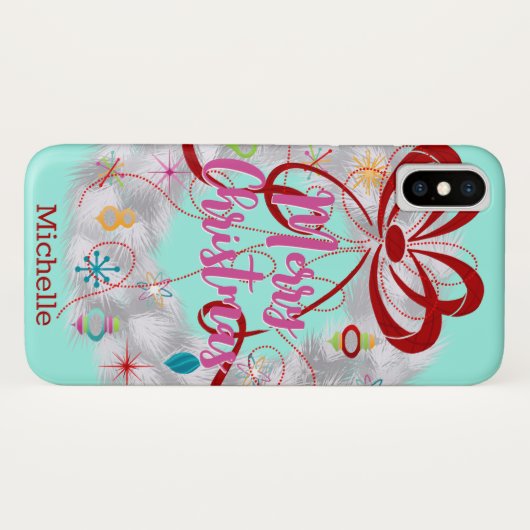 Coques Case-Mate iPhone Fête rétro en aluminium Wreath (Dos (Horizontal))