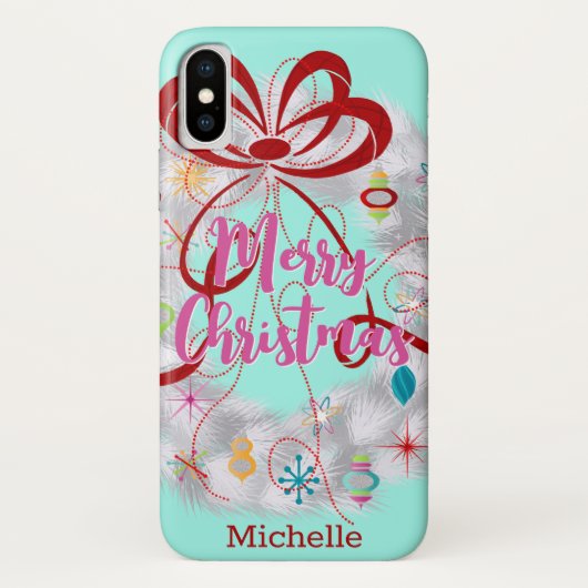 Coques Case-Mate iPhone Fête rétro en aluminium Wreath (Dos)