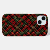 Coques Case-Mate iPhone Fêtes de Noël Rouge et Vert Plaid Or Fleur (Verso (horizontal))