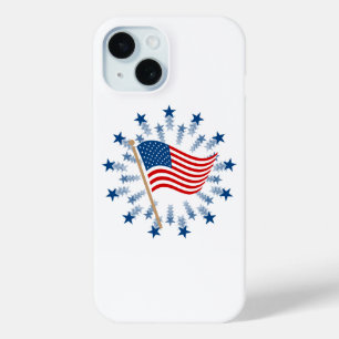 Coque Pour iPhone 15 Feu d'artifice en forme d'étoile du drapeau améric