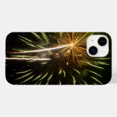 Coques Case-Mate iPhone Feu d'artifice vert et or Fête de vacances (Verso (horizontal))
