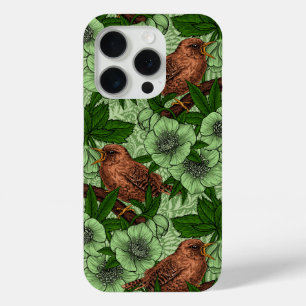 Coque iPhone 15 Pro Feu et hellebore, vert clair