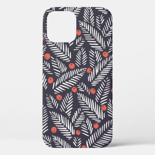 Coques Case-Mate iPhone Feuillage de Noël abstrait dessiné à la main, roug (Verso)