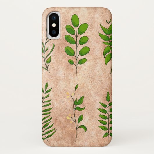 Coques Case-Mate iPhone Feuillage feuille vert plantes affligés sépia défu (Dos)