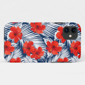 Coques Case-Mate iPhone Feuillage Tropical Avec Fleur D'Hibiscus Rouge (Dos (Horizontal))