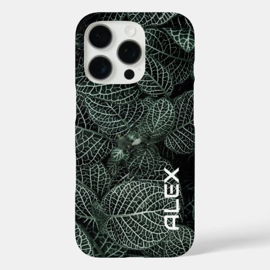 Coques Case-Mate iPhone Feuillage varié - Feuilles vert foncé avec blanc (Verso)