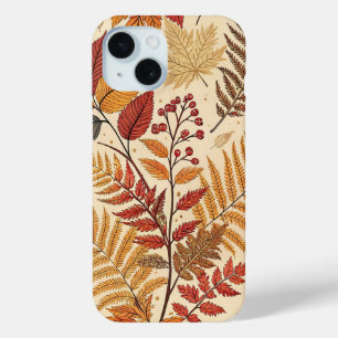 Coque Pour iPhone 15 Feuillages et baies d'automne - Tons chauds