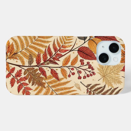 Coques Case-Mate iPhone Feuillages et baies d'automne - Tons chauds (Verso (horizontal))