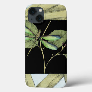 Coques Pour iPhone Feuille avec l'encart de libellule par Jennifer