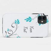 Coques Case-Mate iPhone Feuille bleu - personnalisez (Dos (Horizontal))