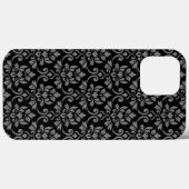 Coques Case-Mate iPhone Feuille Damask Gris sur noir (Verso (horizontal))