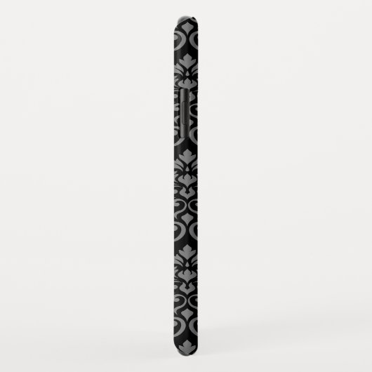 Coques Case-Mate iPhone Feuille Damask Gris sur noir (Dos/Droite)