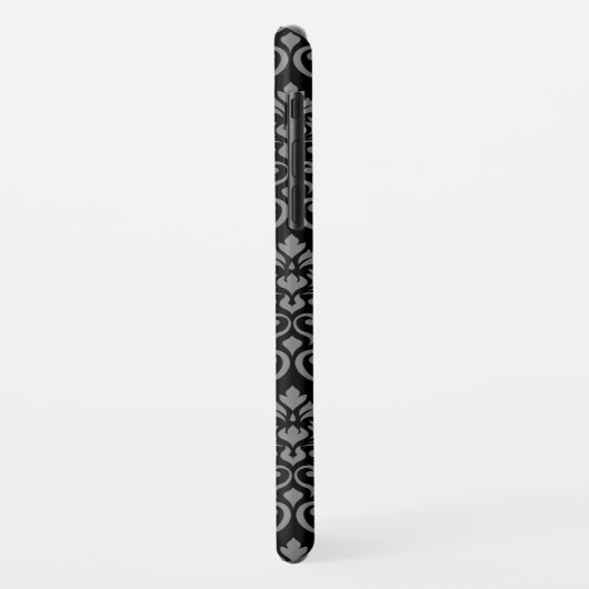 Coques Case-Mate iPhone Feuille Damask Gris sur noir (Dos/Gauche)