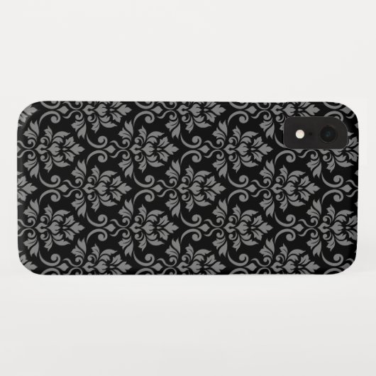 Coques Case-Mate iPhone Feuille Damask Gris sur noir (Dos (Horizontal))
