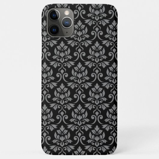 Coques Case-Mate iPhone Feuille Damask Gris sur noir (Dos)