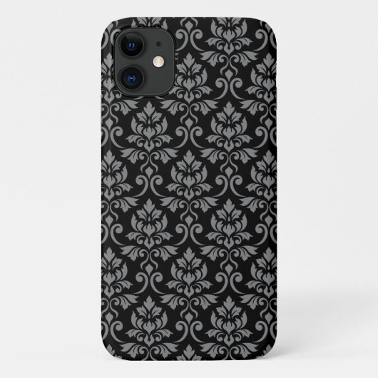 Coques Case-Mate iPhone Feuille Damask Gris sur noir (Dos)