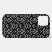 Coques Case-Mate iPhone Feuille Damask Gris sur noir (Verso (horizontal))