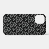 Coques Case-Mate iPhone Feuille Damask Gris sur noir (Verso (horizontal))