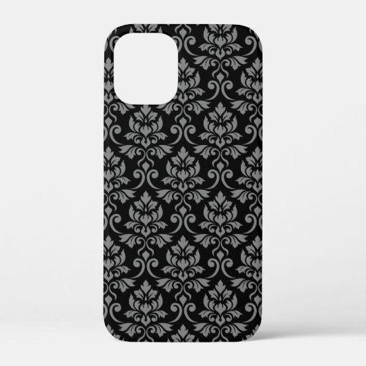Coques Case-Mate iPhone Feuille Damask Gris sur noir (Verso)