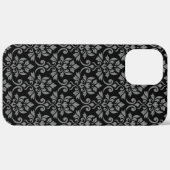 Coques Case-Mate iPhone Feuille Damask Gris sur noir (Retour (horizontal))