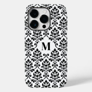 Coque Pour iPhone 14 Pro Feuille Damask Motif noir (personnalisé)